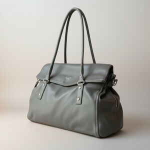 Kate Spade Catherine XL Pebbled Leather Laptop Work Tote Satchel Gray-w/Dust Bag